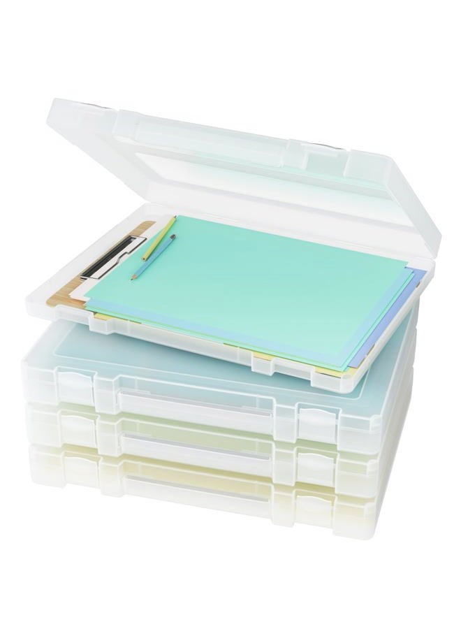 Denkee Large Thick Durable Portable Project Case for 8.5" x 11" Letter A4 File Paper, Plastic Storage Box with Handle, Documents Magazines Paper Protector, Office Supplies File Storage Case, 4 Pack - Image 1