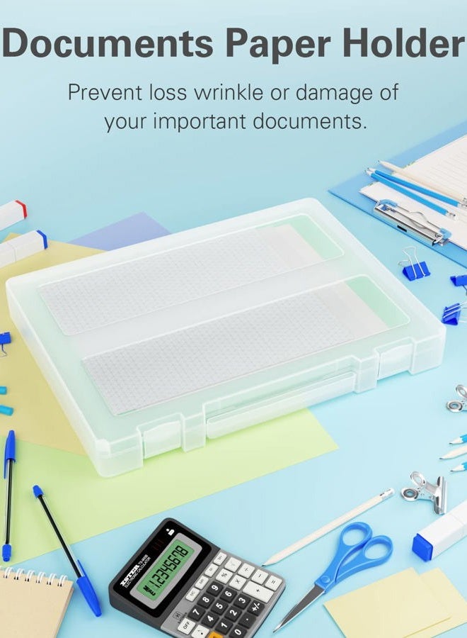 Denkee Large Thick Durable Portable Project Case for 8.5" x 11" Letter A4 File Paper, Plastic Storage Box with Handle, Documents Magazines Paper Protector, Office Supplies File Storage Case, 4 Pack - Image 5