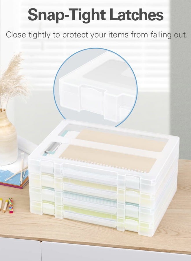 Denkee Large Thick Durable Portable Project Case for 8.5" x 11" Letter A4 File Paper, Plastic Storage Box with Handle, Documents Magazines Paper Protector, Office Supplies File Storage Case, 4 Pack - Image 3