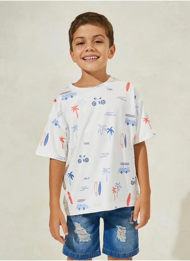 ستايلي Summer Graphic Print Round Neck T-Shirt