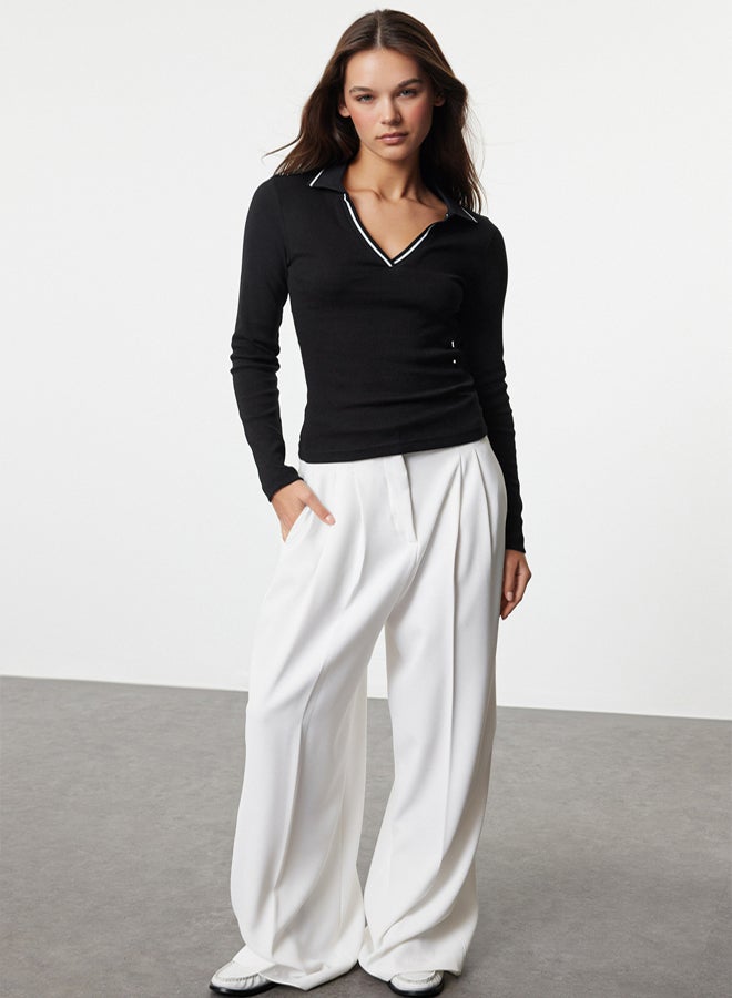 trendyol Black Knitwear Collar Detailed Fitted Flexible Knitted Blouse TWOAW25BZ00121 - Image 2