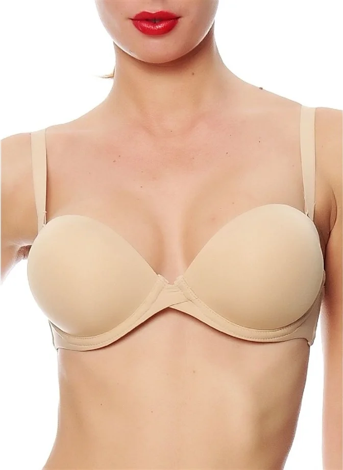 Magic Form 2087 Plain Fabric Multi-Padding Strapless Bra - Nude