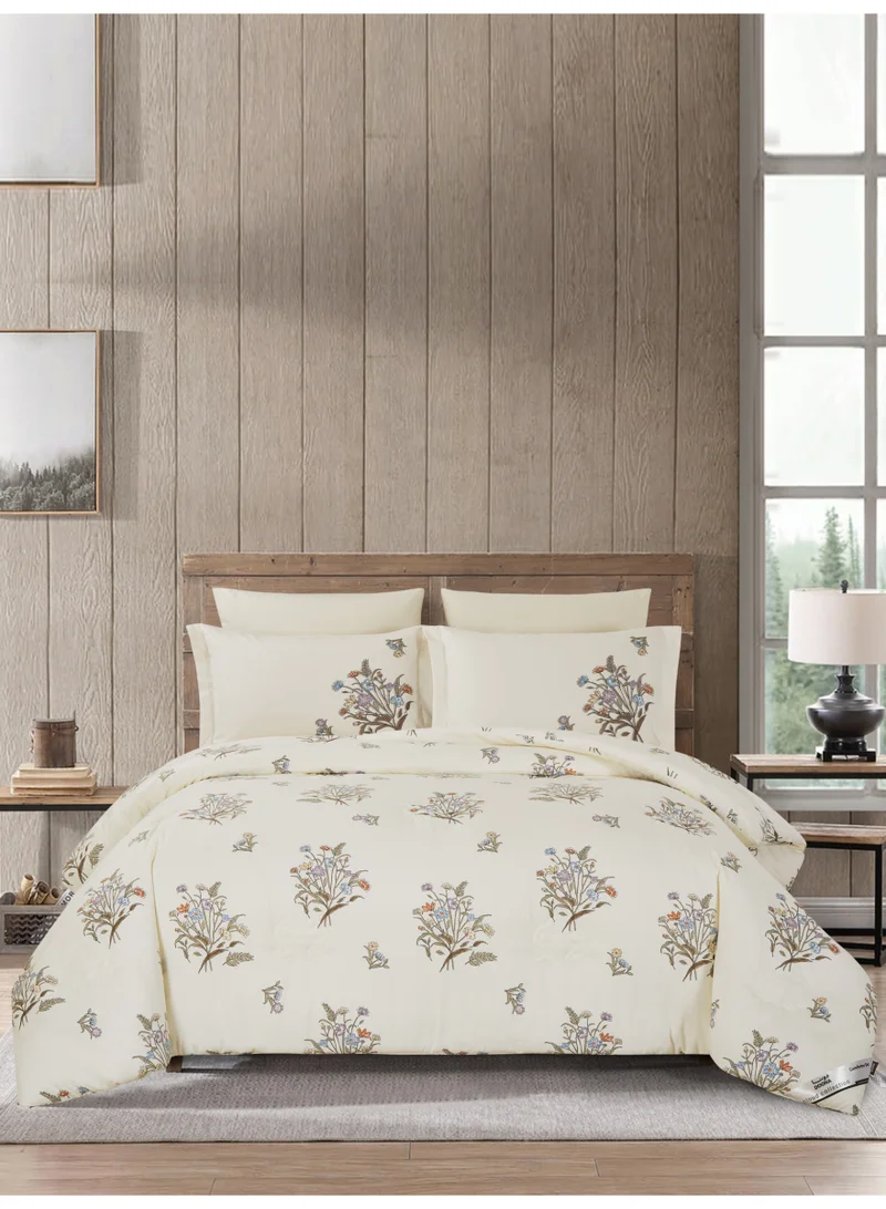 Donetella Printed 4-Pcs Single Comforter Bedding Set Fits 120x200cm -Includes Comforter, Fitted Sheet, Pillow Shams & Pillowcases – Soft Microfiber Fabric with Soft 350 GSm Filling