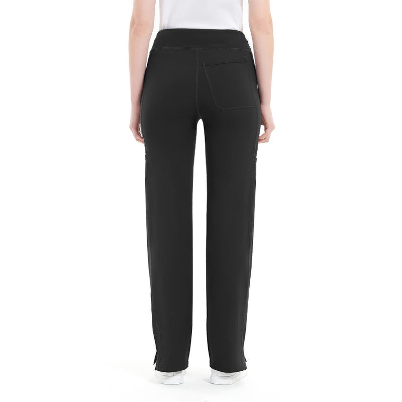 QBK Yoga Scrub Pants Women Mid Rise Yoga Work Pants- Five Pocket Cargo Scrub Pant (X-Large, Black-Tall) - Image 2