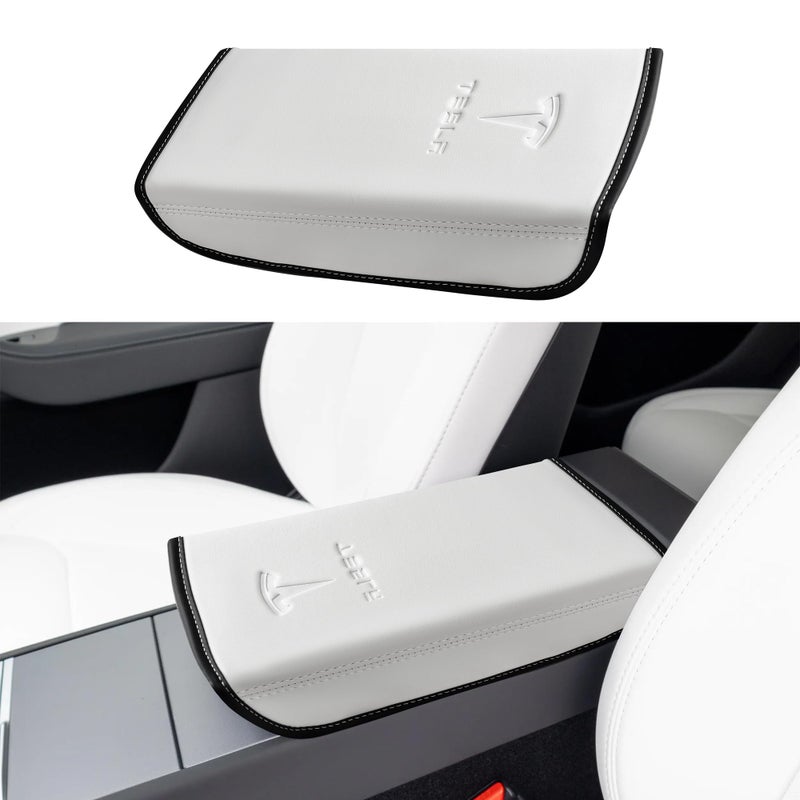 POKUNG Center Console Armrest Cover Designed for Tesla Model 3 Highland 2024-2027/Model Y Juniper 2025-2027 Refresh,Center Console Accessories for Model 3/Y Interior Accessories 2026 White - Image 1