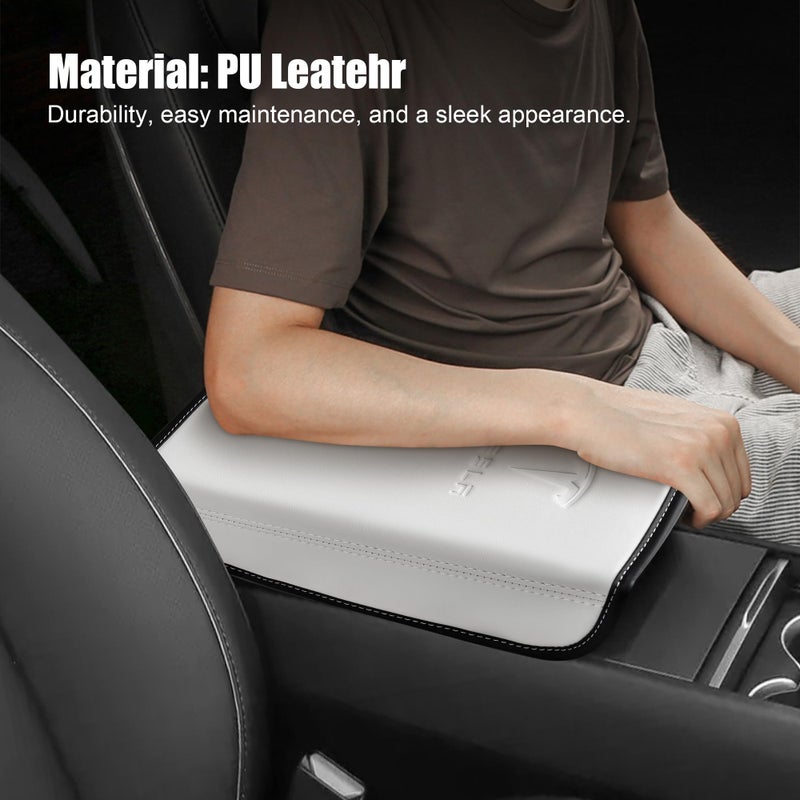 POKUNG Center Console Armrest Cover Designed for Tesla Model 3 Highland 2024-2027/Model Y Juniper 2025-2027 Refresh,Center Console Accessories for Model 3/Y Interior Accessories 2026 White - Image 5