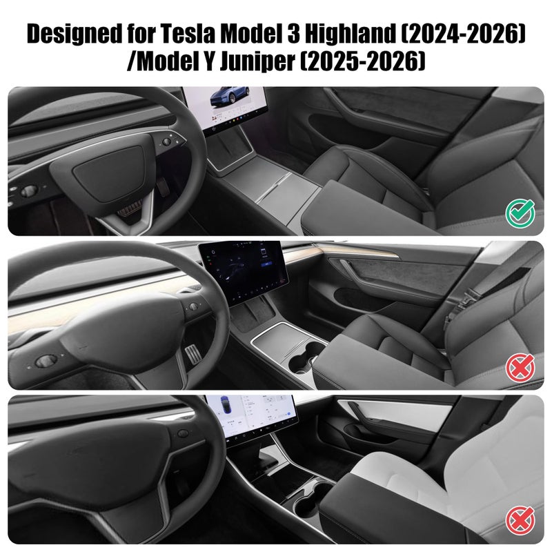 POKUNG Center Console Armrest Cover Designed for Tesla Model 3 Highland 2024-2027/Model Y Juniper 2025-2027 Refresh,Center Console Accessories for Model 3/Y Interior Accessories 2026 White - Image 2