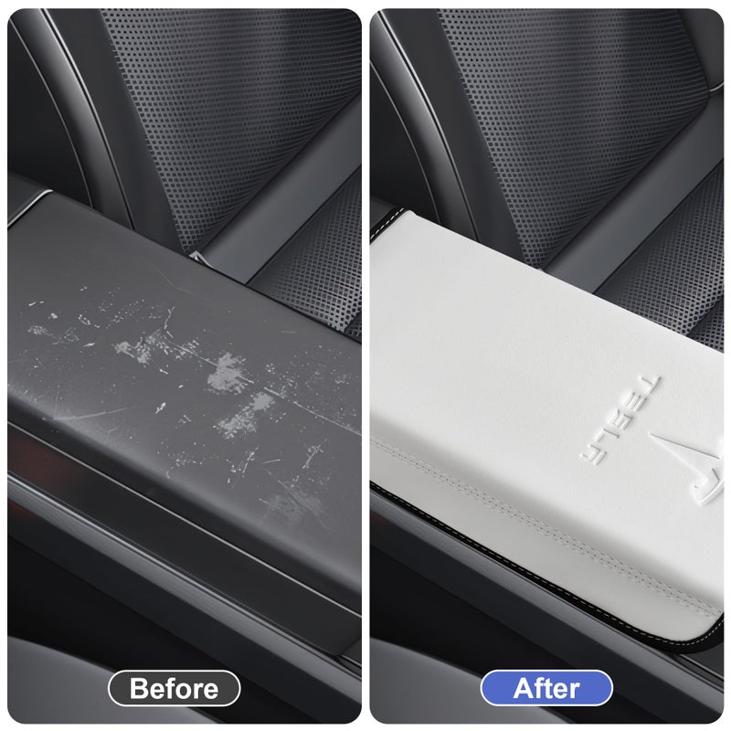 POKUNG Center Console Armrest Cover Designed for Tesla Model 3 Highland 2024-2027/Model Y Juniper 2025-2027 Refresh,Center Console Accessories for Model 3/Y Interior Accessories 2026 White - Image 3
