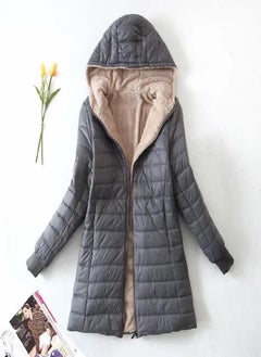 Autumn and Winter New European and American Lamb Fleece Mid Length Warm Hooded Cotton Coat Women's Top Plus Size Cotton Coat