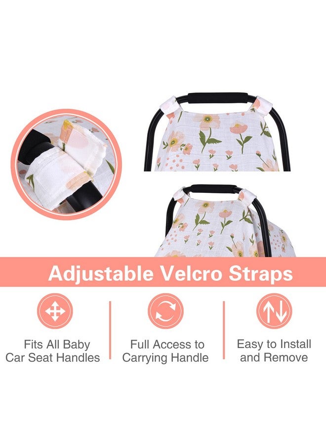 Metplus Muslin Carseat Cover for Babies, Metplus Breathable Infant Carseat Cover Lightweight Baby Carrier Cover for Girls Boys, Fit Spring Summer/Hot Days/Warm Weather, Pink Floral - Image 2