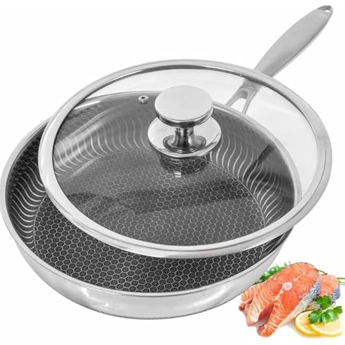 Unity 28Cm Stainless Steel Wok Pan With Glass LidSkillet NonstickStir Frying Pan Induction Compatible For Gas Electric Induction Ceramic Stoves And Oven Resistant 28Cm - Image 1