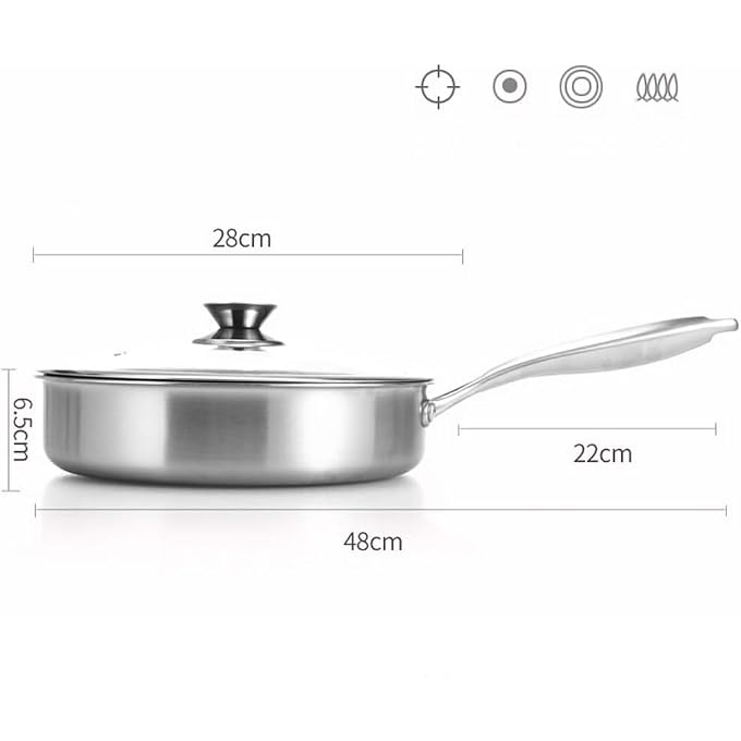 Unity 28Cm Stainless Steel Wok Pan With Glass LidSkillet NonstickStir Frying Pan Induction Compatible For Gas Electric Induction Ceramic Stoves And Oven Resistant 28Cm - Image 2