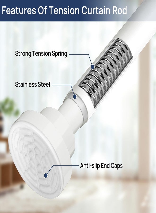 ENJOYBASICS Adjustable Spring Tension Curtain Rod 32 to 66 Inches, Stainless Steel White Shower Rod No Drilling, 7/8" Tension Rod for Window, Bathroom, Closet, Room Divider, 2 Pack - Image 2