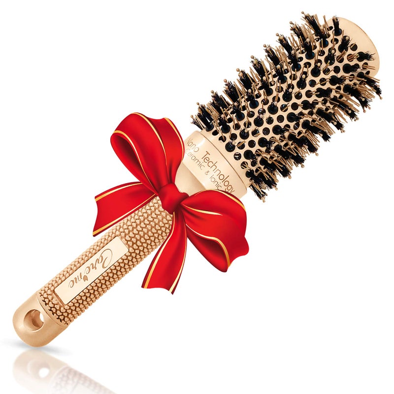 Salon Boar BlowDry Round Brush for Straightening Styling Curling ShoulderLength Hair Medium Ceramic Vented Roller 17 Barrel 28 with Bristles