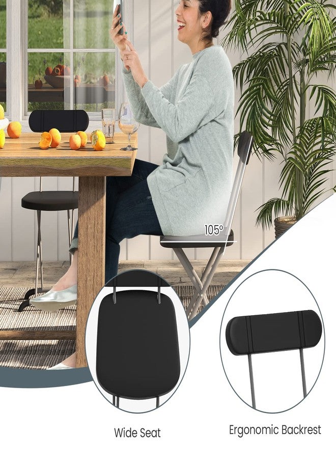 S AFSTAR Folding Chair Set of 2, 2-Pack Plastic Foldable Chairs with Wide Seat & Ergonomic Backrest, Metal Portable Chairs Hold 400 lbs for Office Party Wedding Church Indoor Outdoor, Black - Image 4