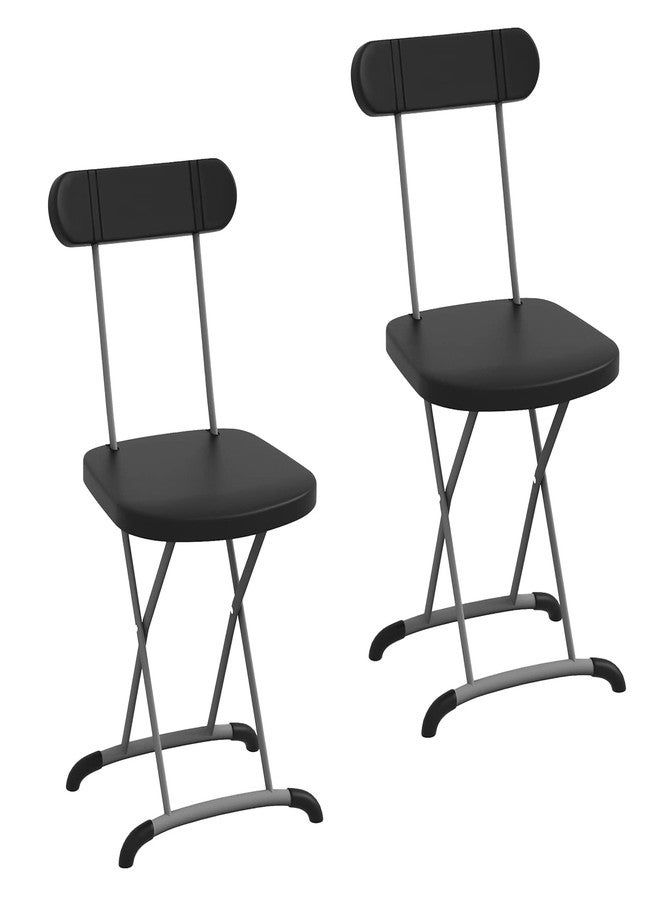S AFSTAR Folding Chair Set of 2, 2-Pack Plastic Foldable Chairs with Wide Seat & Ergonomic Backrest, Metal Portable Chairs Hold 400 lbs for Office Party Wedding Church Indoor Outdoor, Black - Image 1