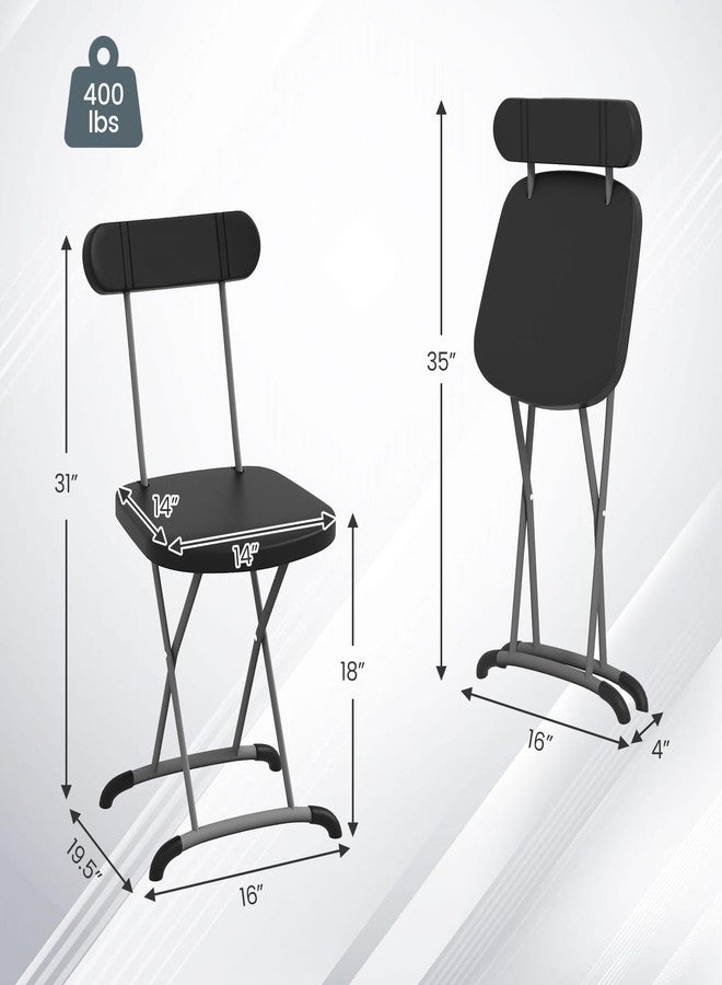 S AFSTAR Folding Chair Set of 2, 2-Pack Plastic Foldable Chairs with Wide Seat & Ergonomic Backrest, Metal Portable Chairs Hold 400 lbs for Office Party Wedding Church Indoor Outdoor, Black - Image 3