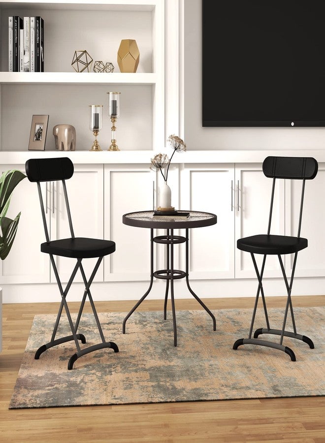 S AFSTAR Folding Chair Set of 2, 2-Pack Plastic Foldable Chairs with Wide Seat & Ergonomic Backrest, Metal Portable Chairs Hold 400 lbs for Office Party Wedding Church Indoor Outdoor, Black - Image 2