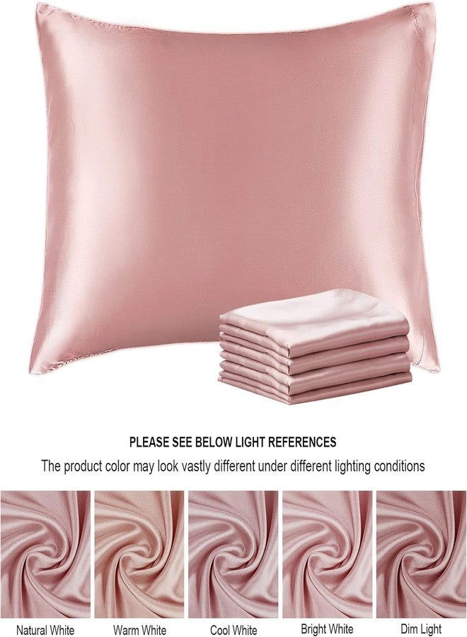 Filloxy Satin Silk Pillow Cover 2 Piece | 3 PC Multicolor Scrunchies | with Envelope Closure Design | Comfortable for Hair and Skin | Case Set - 18"x28" inches-(Pack of 2) (2.Rose Tapue) - Image 3