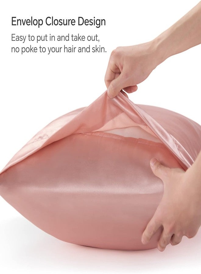 Filloxy Satin Silk Pillow Cover 2 Piece | 3 PC Multicolor Scrunchies | with Envelope Closure Design | Comfortable for Hair and Skin | Case Set - 18"x28" inches-(Pack of 2) (2.Rose Tapue) - Image 4