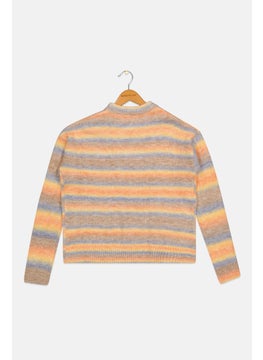 Pepe Jeans Kids Girl Crew Neck Textured Sweater, Orange  - Image 2