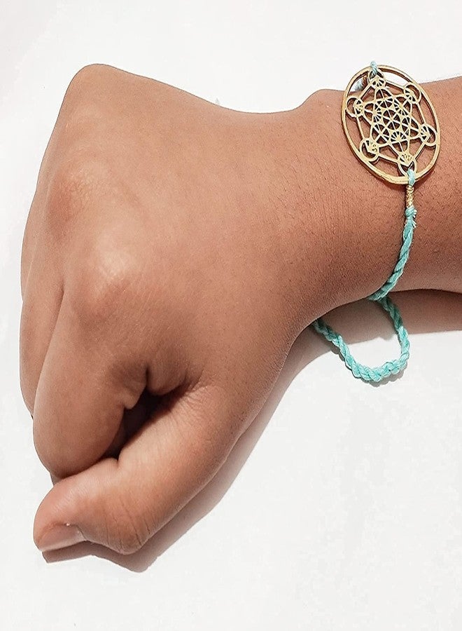 ATHZ BRASS DIAL Rakhi Combo set of 2 For Brothers Rakhis Brass Rakhi with Turquoise,Purple thread colour of The Third Eye Chakra For Bhaiya Rakhis Cutwork Brass Dial for Rakshabandhan - Image 3