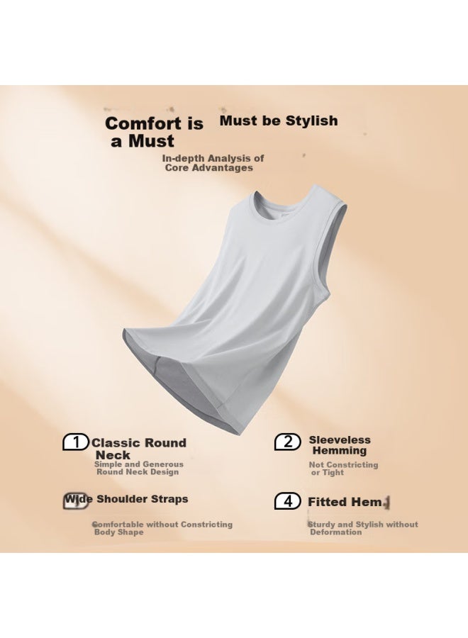 Your Sun Yiershuang High-quality 100% Pure Cotton Men's Wide-shoulder Tank Top Undershirt - Image 3
