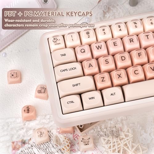 GEKUCAP MOA Profile PBT Keycaps, Jelly Keycap Foundation 136 Keys Cute Pink Custom Keycaps for US Layout Cherry Gateron MX Swithes Mechanical Keyboards - Image 3