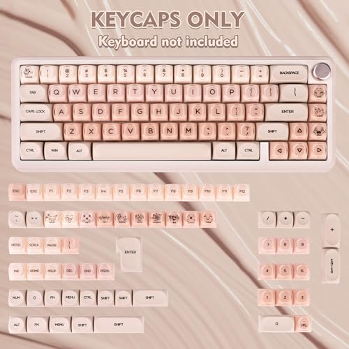 GEKUCAP MOA Profile PBT Keycaps, Jelly Keycap Foundation 136 Keys Cute Pink Custom Keycaps for US Layout Cherry Gateron MX Swithes Mechanical Keyboards - Image 2