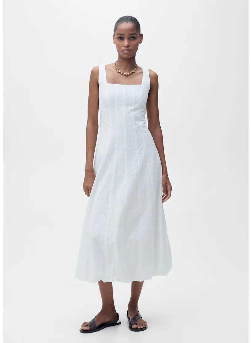 مانجو Puffed Hem Embroidered Dress