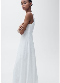 MANGO Puffed Hem Embroidered Dress  - Image 3