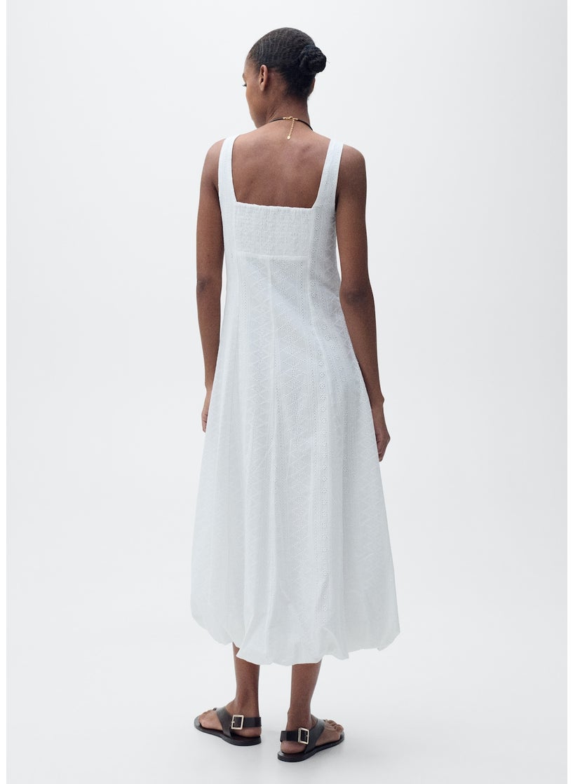 MANGO Puffed Hem Embroidered Dress  - Image 2