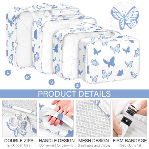 KPX 8 Set Packing Cubes for Travel, Luggage Packing Organizers Accessories Large Toiletries Bag for Clothes Shoes Cosmetics (8Set-Butterfly) - Image 3
