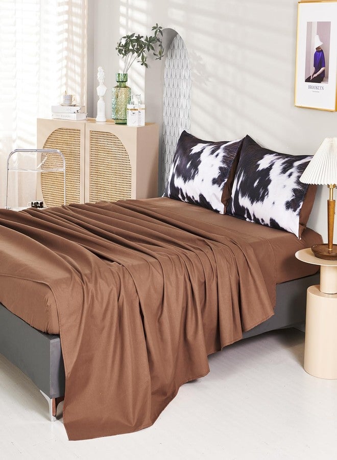SUCSES 8 Pieces California King Comforter Set with Sheets, Cal King Size Cow Fur Print Bedding Set for Kids Teens Boys Girls, Western Style Highland Cowhide Farmhouse Bed in A Bag - Image 5