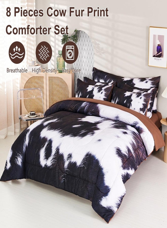 SUCSES 8 Pieces California King Comforter Set with Sheets, Cal King Size Cow Fur Print Bedding Set for Kids Teens Boys Girls, Western Style Highland Cowhide Farmhouse Bed in A Bag - Image 2