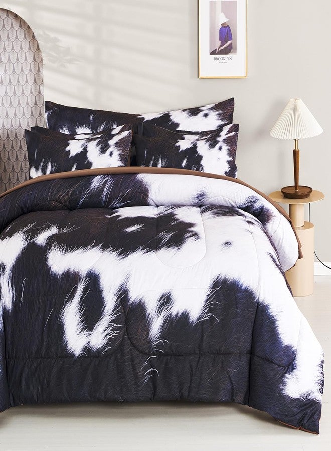 SUCSES 8 Pieces California King Comforter Set with Sheets, Cal King Size Cow Fur Print Bedding Set for Kids Teens Boys Girls, Western Style Highland Cowhide Farmhouse Bed in A Bag - Image 4