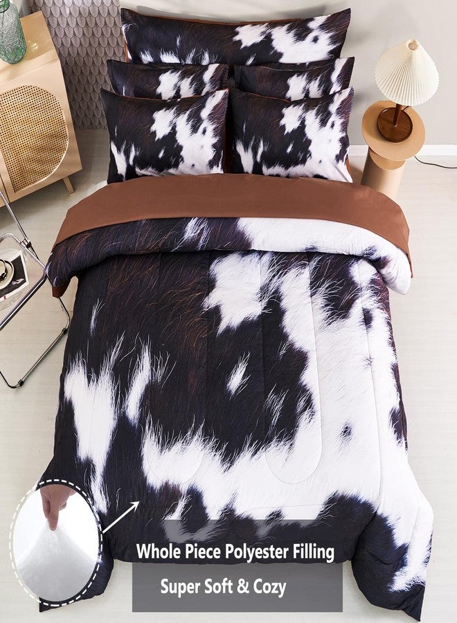 SUCSES 8 Pieces California King Comforter Set with Sheets, Cal King Size Cow Fur Print Bedding Set for Kids Teens Boys Girls, Western Style Highland Cowhide Farmhouse Bed in A Bag - Image 3