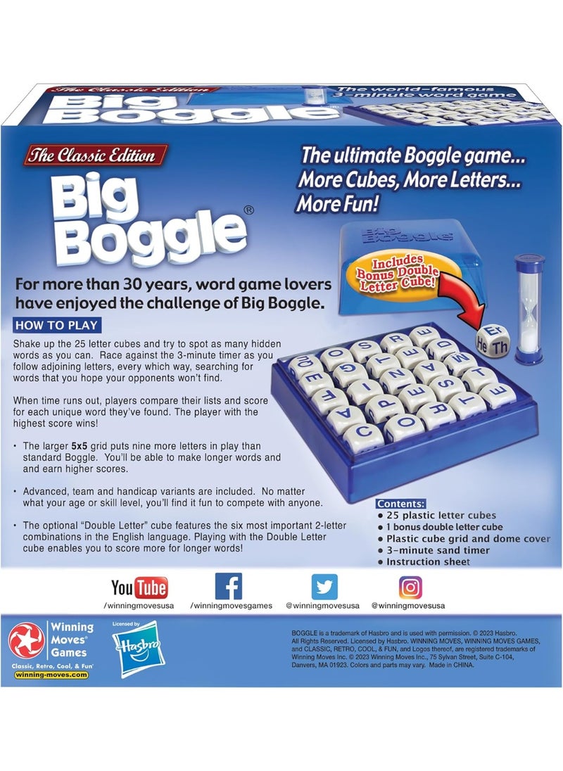 Winning Moves - Big Boggle with 5x5 Grid and 25 Letter Cubes by Winning Moves Games USA, Thought Provoking Word Game Bigger Than the Original, for 2 or More Players, Ages 8+ (1147) - Image 1