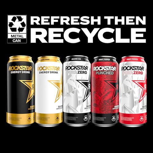 Rockstar Energy Drink with Caffeine Taurine and Electrolytes, Recovery Lemonade, 16oz (12 Pack) (Packaging May Vary) - Image 3