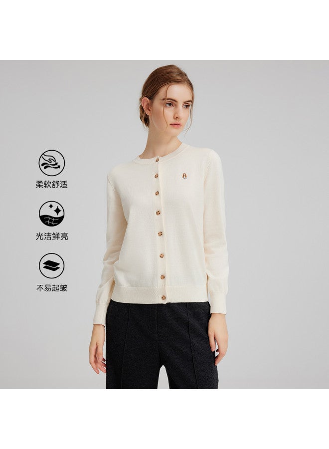 Hush Puppies Autumn And Winter Casual Commuting Dog Embroidery Round Neck Cardigan Soft And Cozy Preppy Style Sweater Coat - Image 2