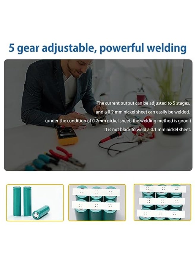 Portable 5-Gear Adjustable Spot Welding, Manual Portable Spot Welding with Thickness 0.1~0.15mm, Nickel Spot Welding with USB 18650 Port - Image 2