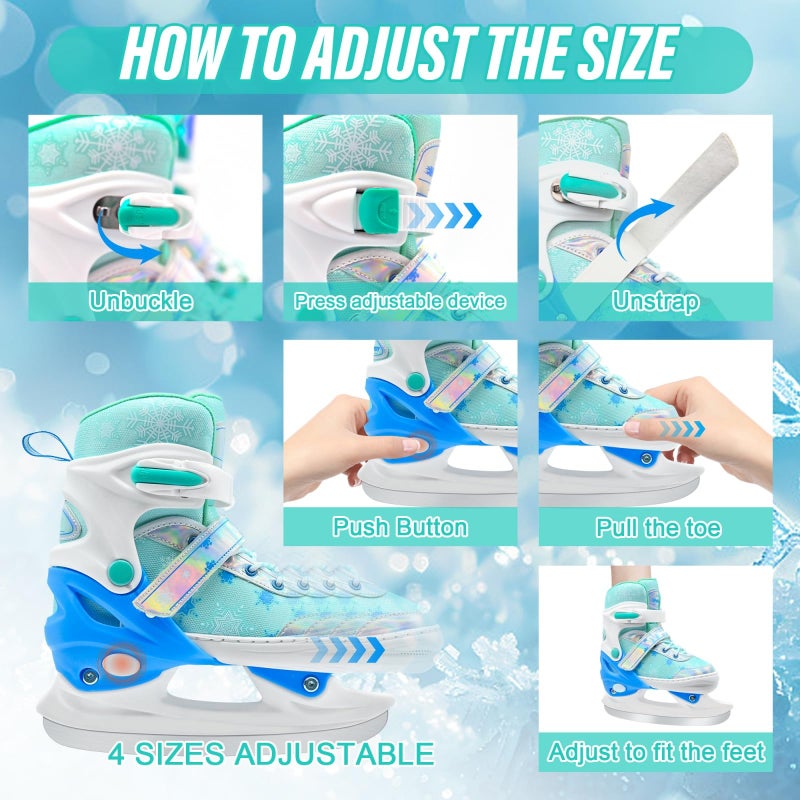 WELLWON Ice Skate for Kids Boys Girls, Adjustable Blades Iceskates, Ice Hockey Skates Size M for Beginner Age 5-8 - Image 2