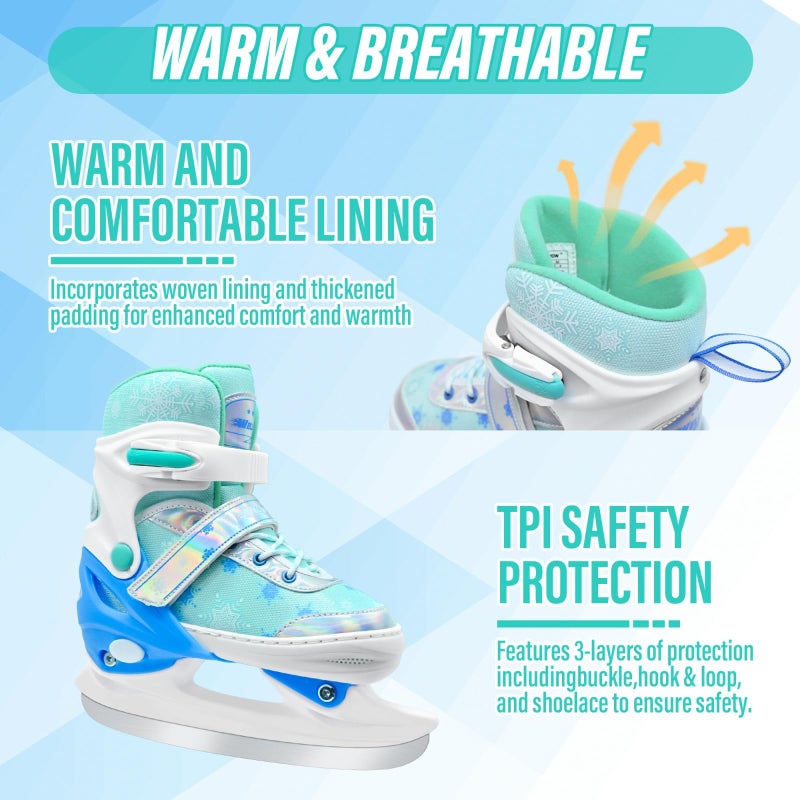 WELLWON Ice Skate for Kids Boys Girls, Adjustable Blades Iceskates, Ice Hockey Skates Size M for Beginner Age 5-8 - Image 4