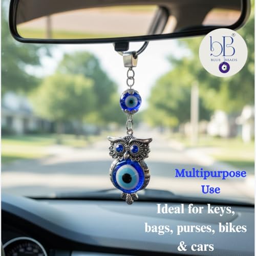 BLUE BEADS Blue and Silver Color Evil Eye Keychain For Bike/Car for Diwali Gift With Key Ring Anti-Rust (Pack Of 1) - Image 5