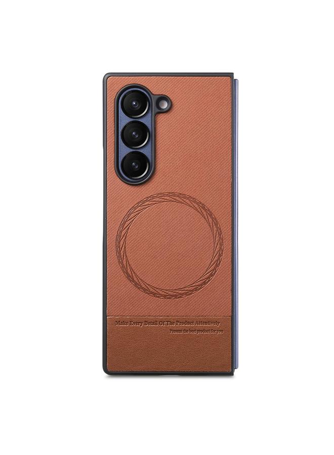 S-TOP Case For Samsung Galaxy Z Fold3 5G Twill Fabric Leather Skin Magnetic Back Phone Case - Image 2