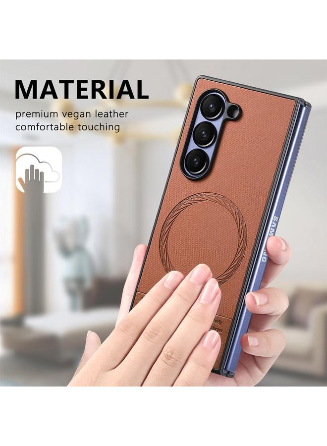 S-TOP Case For Samsung Galaxy Z Fold3 5G Twill Fabric Leather Skin Magnetic Back Phone Case - Image 5