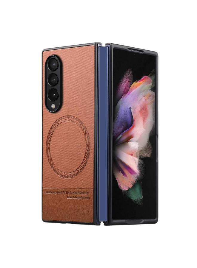 S-TOP Case For Samsung Galaxy Z Fold3 5G Twill Fabric Leather Skin Magnetic Back Phone Case - Image 1