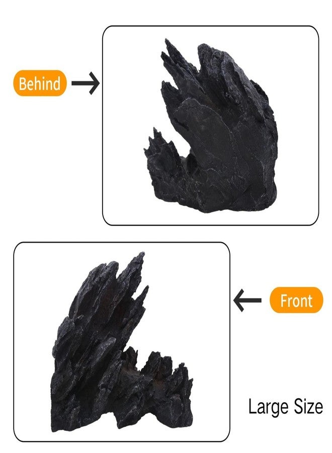 Saim Extra Large Aquarium Decor, Massive Artificial Mountain Rock Landscape, 2 Pack Jagged Canyon Rock Formation Mountain Hill View Stone Ornament Set for Betta Cichlids Hideaway Hideout - Image 4