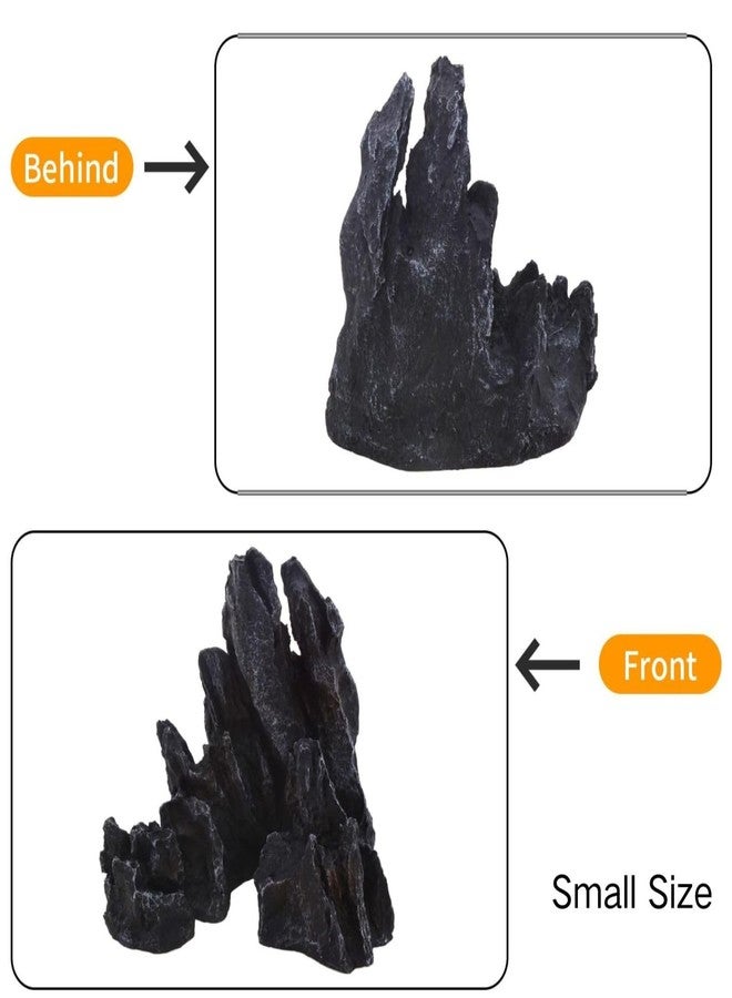 Saim Extra Large Aquarium Decor, Massive Artificial Mountain Rock Landscape, 2 Pack Jagged Canyon Rock Formation Mountain Hill View Stone Ornament Set for Betta Cichlids Hideaway Hideout - Image 3