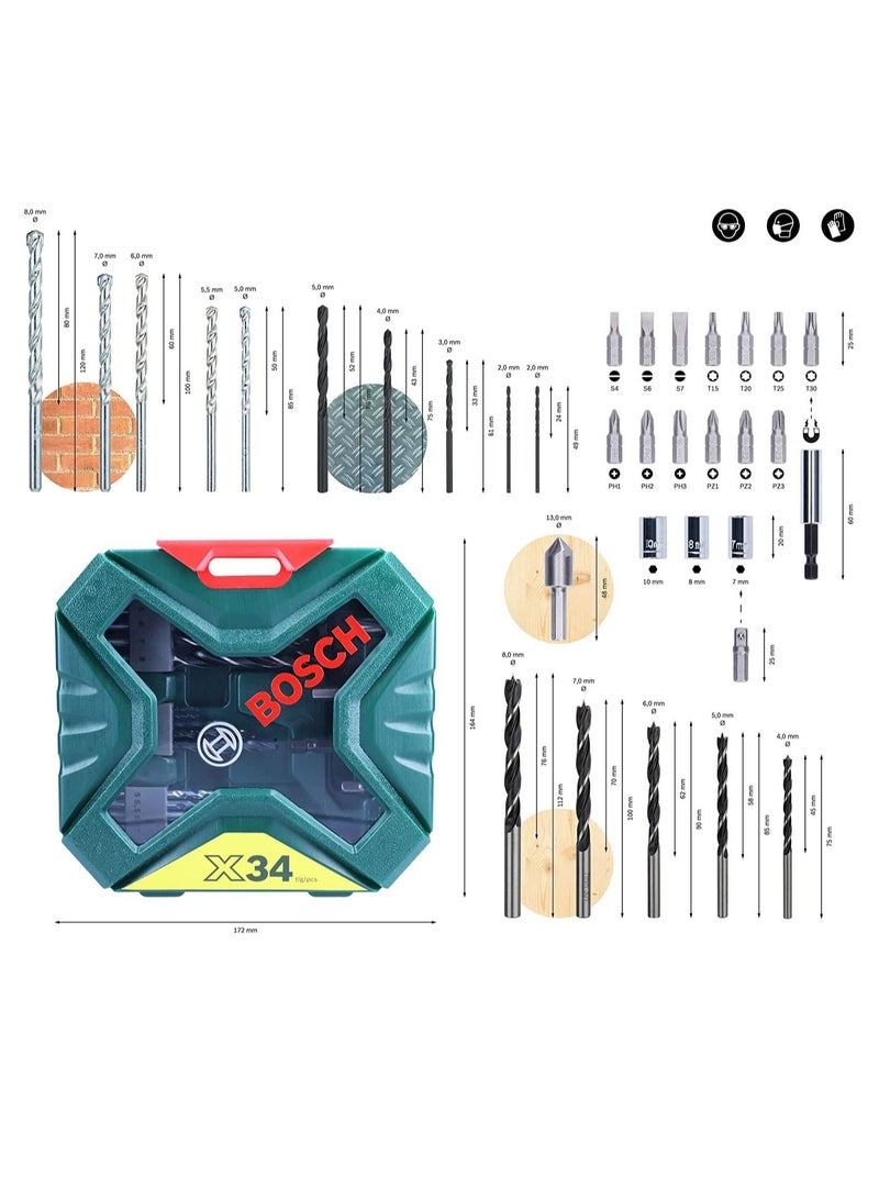 BOSCH Classic Drill Bit And Screwdriver Bit Set (Wood And Metal Accessories For Drills) - Image 3